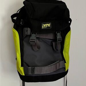 Dakine Black and Lime Green Men's Roll-Top Backpack